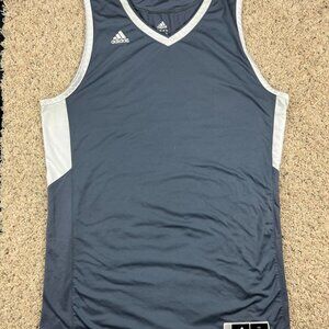 Adidas Mens Team Jersey V Neck Basketball Shirt Gray White Size XL Sports